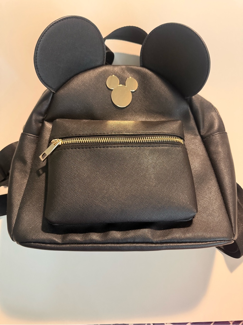 Disney Black Mini Backpack with Mouse Ear Detail and Gold Accent